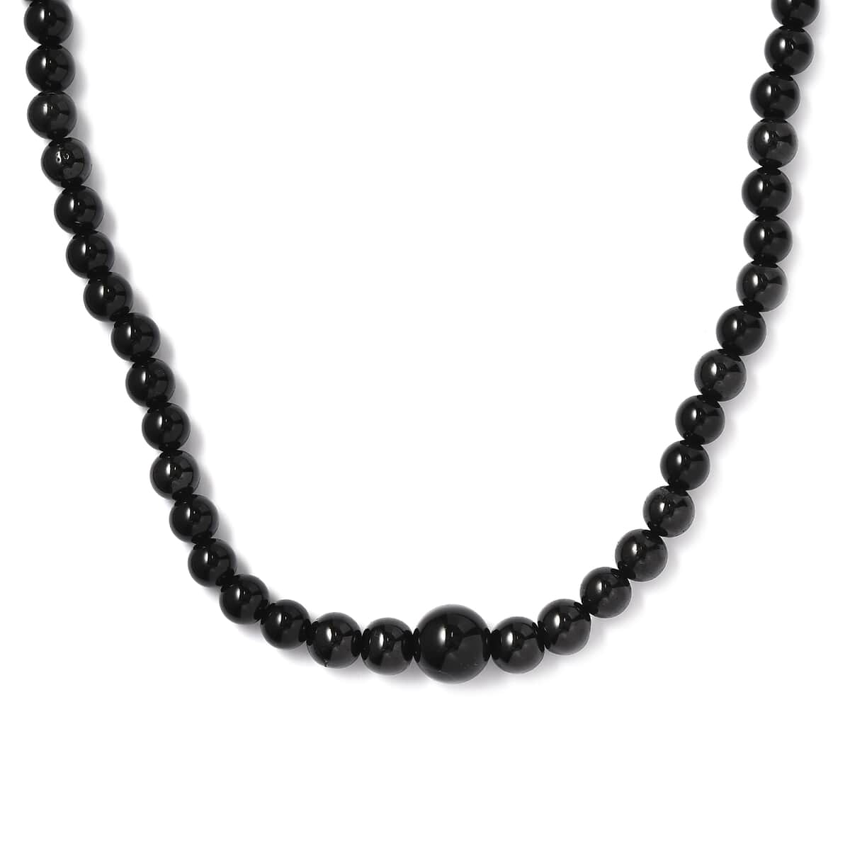 Black Spinel, Black Obsidian, Black Agate 160.00 ctw Necklace 20 Inches in Rhodium Over Stainless Steel  image number 0