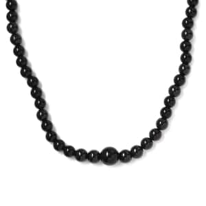 Black Spinel, Black Obsidian, Black Agate 160.00 ctw Necklace 20 Inches in Rhodium Over Stainless Steel 