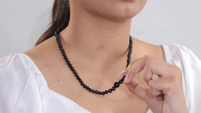 Black Spinel, Black Obsidian, Black Agate 160.00 ctw Necklace 20 Inches in Rhodium Over Stainless Steel