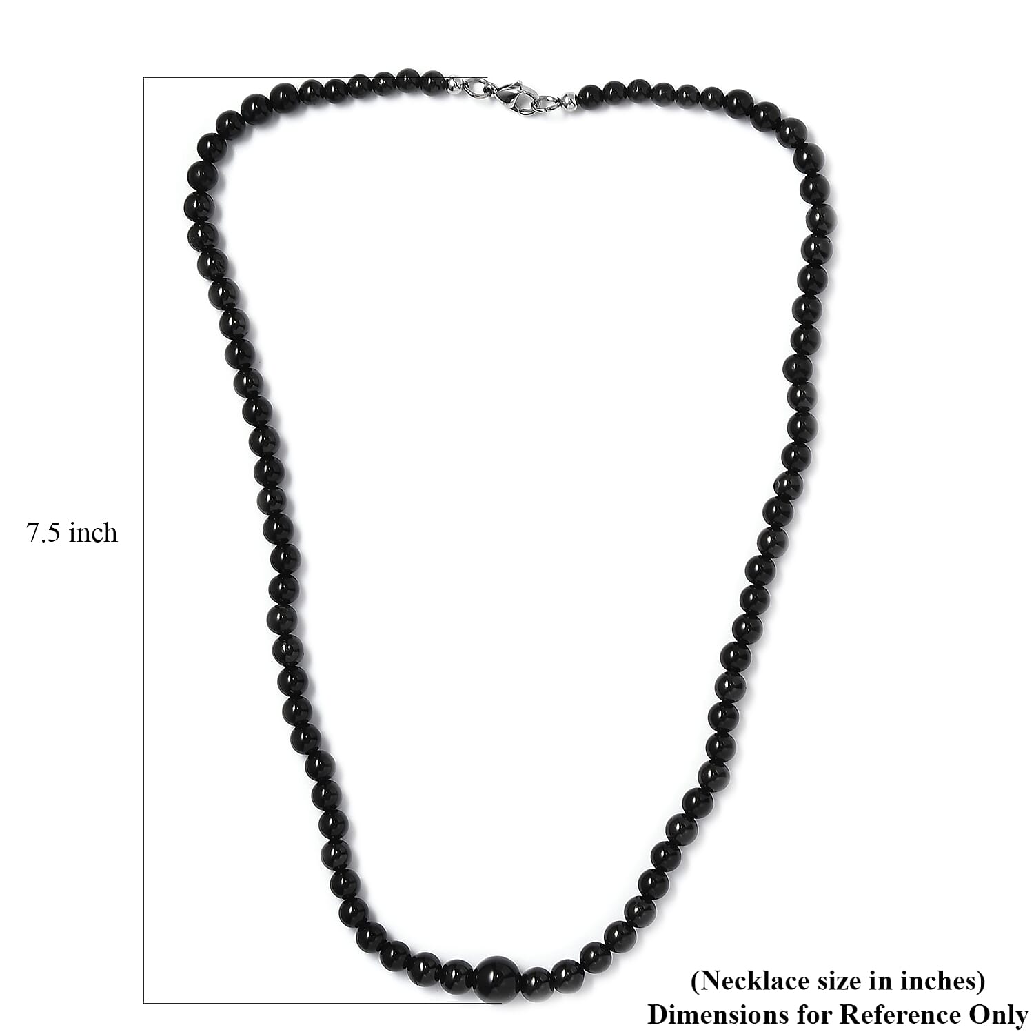 Black Spinel, Black Obsidian, Black Agate 160.00 ctw Necklace 20 Inches in Rhodium Over Stainless Steel 