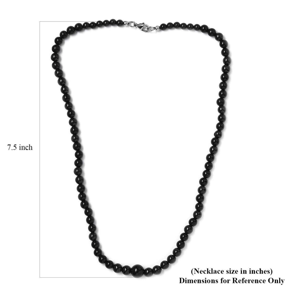 Black Spinel, Black Obsidian, Black Agate 160.00 ctw Necklace 20 Inches in Rhodium Over Stainless Steel  image number 5