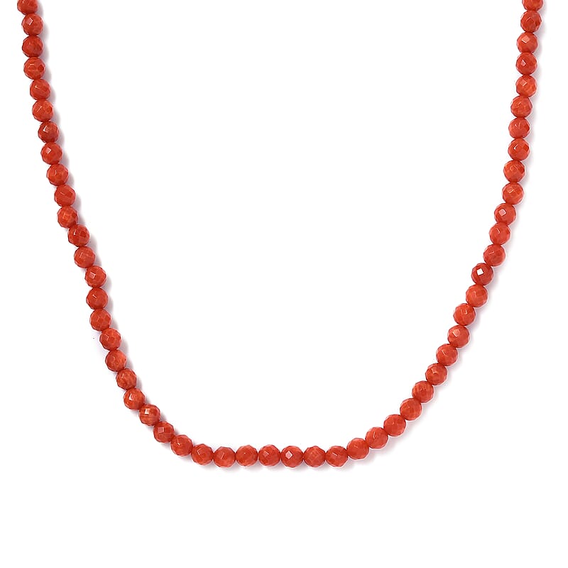 Coral 60.75 ctw Beaded Necklace in Stainless Steel 20 Inches
