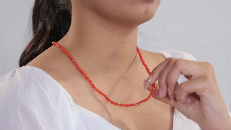 Coral 60.75 ctw Beaded Necklace in Stainless Steel 20 Inches