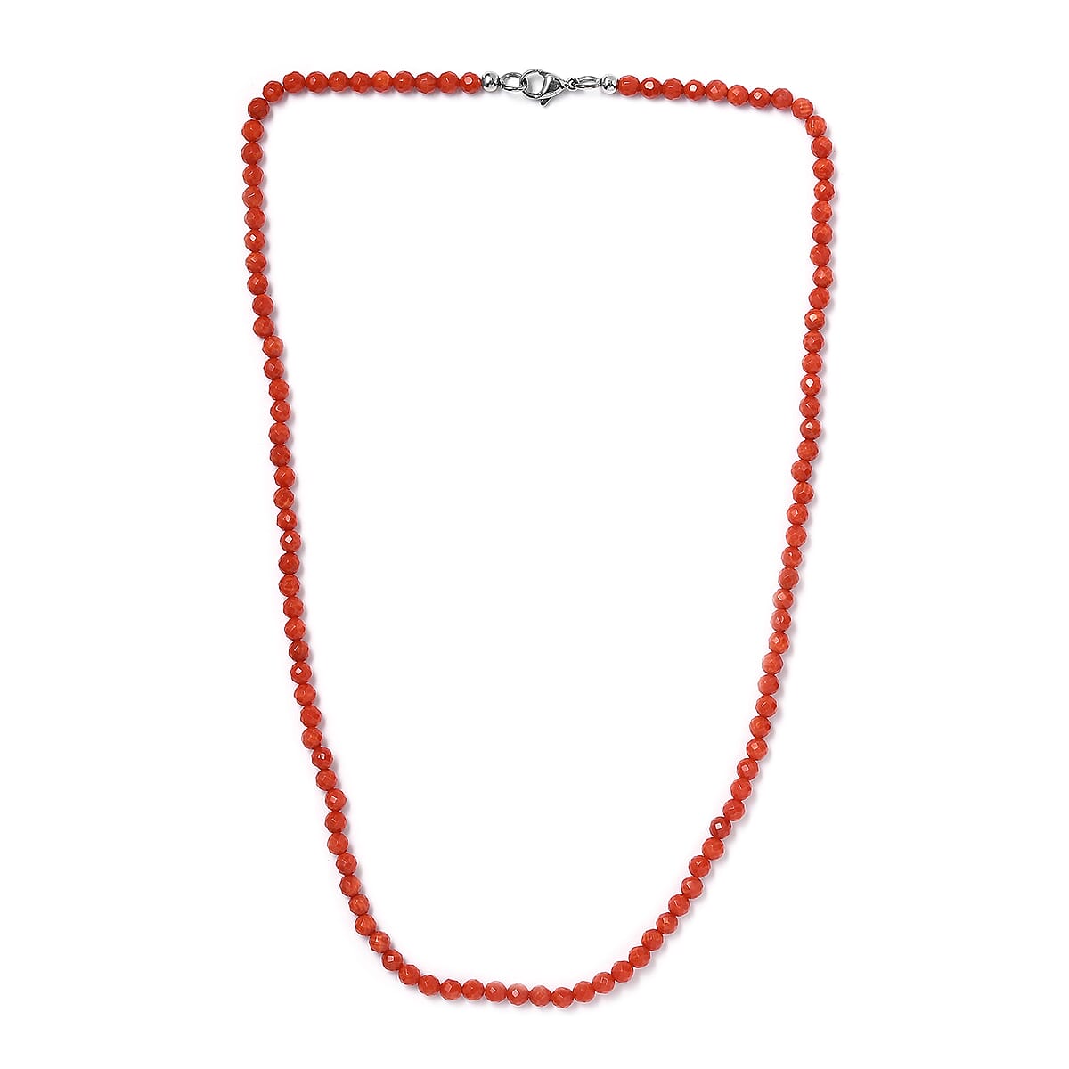 Coral 60.75 ctw Beaded Necklace in Stainless Steel 20 Inches image number 3