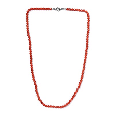 Coral 60.75 ctw Beaded Necklace in Stainless Steel 20 Inches