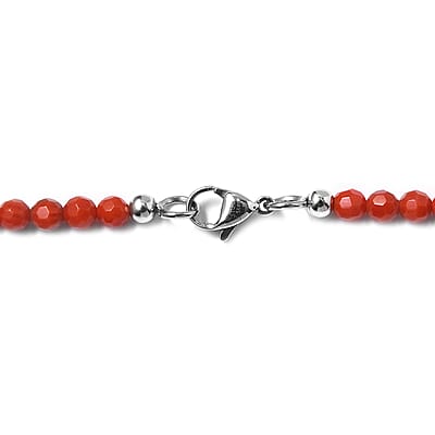 Coral 60.75 ctw Beaded Necklace in Stainless Steel 20 Inches