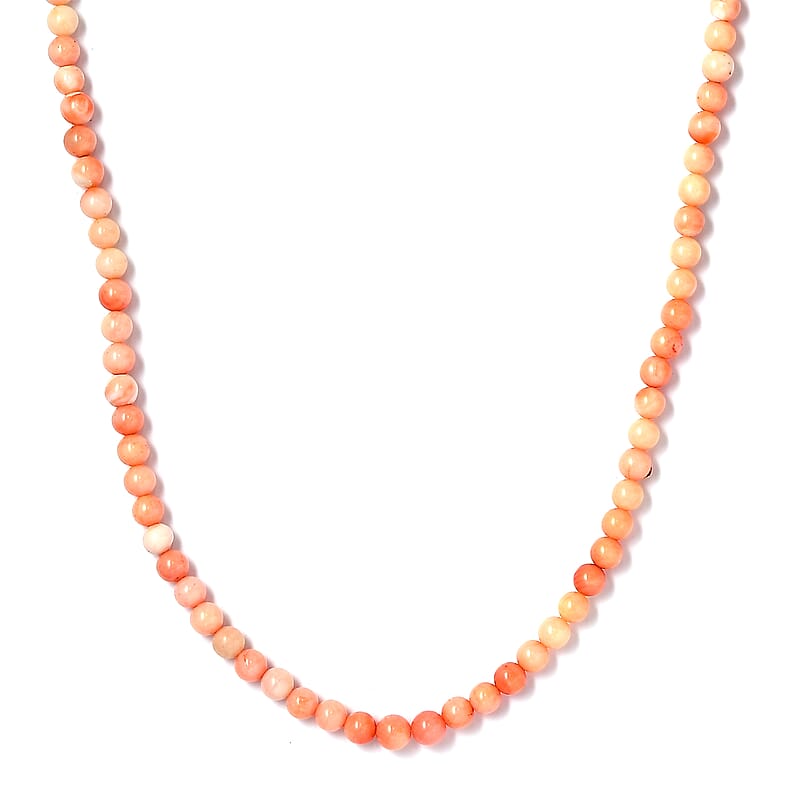 Coral 89.40 ctw Beaded Necklace in Stainless Steel 20 Inches
