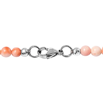 Coral 89.40 ctw Beaded Necklace in Stainless Steel 20 Inches