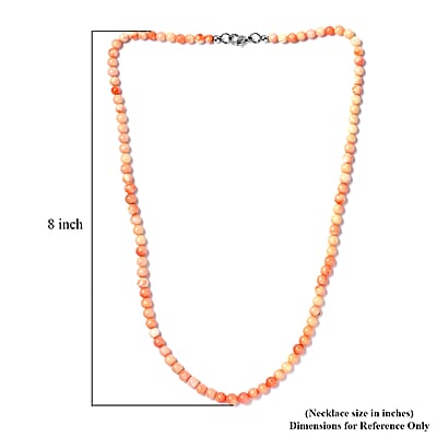 Coral 89.40 ctw Beaded Necklace in Stainless Steel 20 Inches