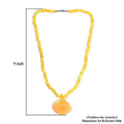 Yellow Quartzite 269.00 ctw Beaded Necklace in Stainless Steel 20 Inches