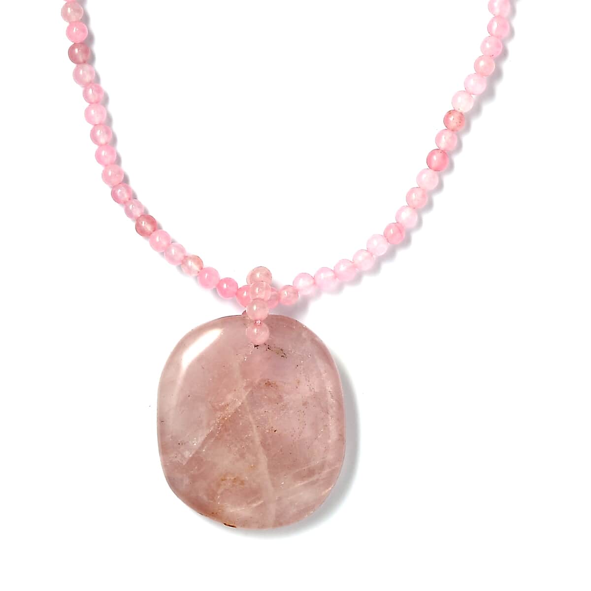 Galilea Rose Quartz 156.10 ctw Beaded Necklace in Stainless Steel 20 Inches image number 0