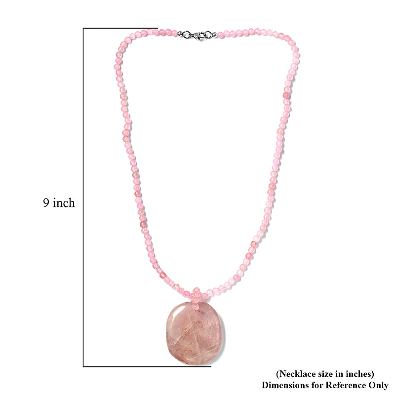 Galilea Rose Quartz 156.10 ctw Beaded Necklace in Stainless Steel 20 Inches