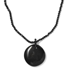 Black Agate and Thai Black Spinel 111.90 ctw Beaded Necklace in Stainless Steel 20 Inches