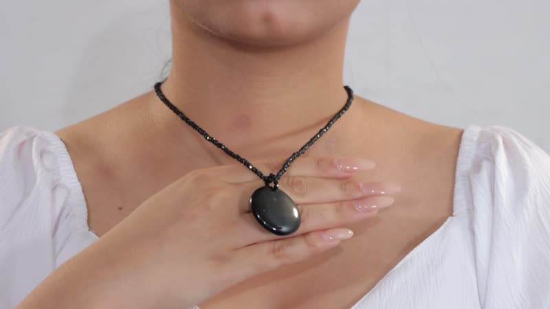 Black Agate and Thai Black Spinel 111.90 ctw Beaded Necklace in Stainless Steel 20 Inches