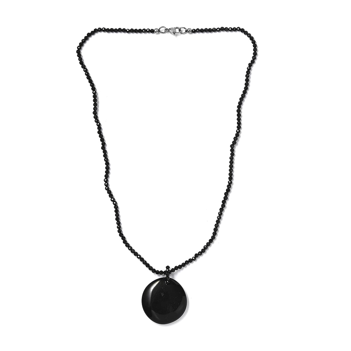 Black Agate and Thai Black Spinel 111.90 ctw Beaded Necklace in Stainless Steel 20 Inches image number 3