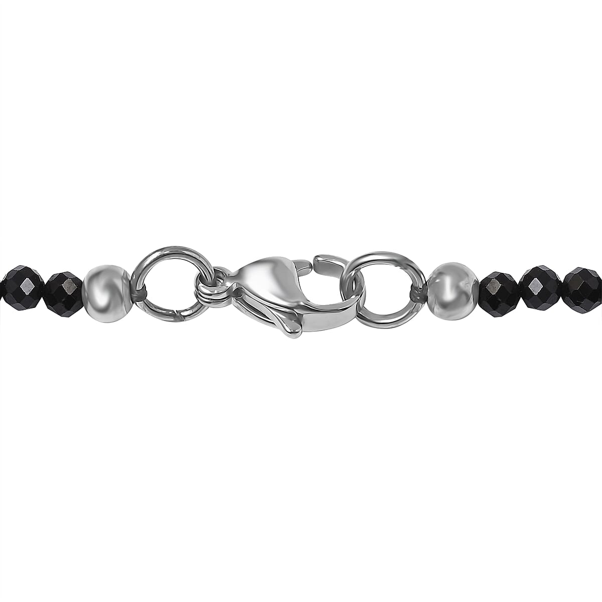 Black Agate and Thai Black Spinel 111.90 ctw Beaded Necklace in Stainless Steel 20 Inches image number 4