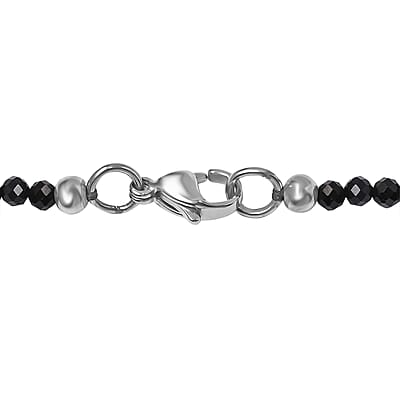 Black Agate and Thai Black Spinel 111.90 ctw Beaded Necklace in Stainless Steel 20 Inches