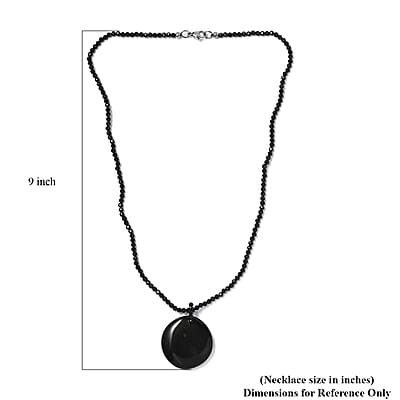 Black Agate and Thai Black Spinel 111.90 ctw Beaded Necklace in Stainless Steel 20 Inches