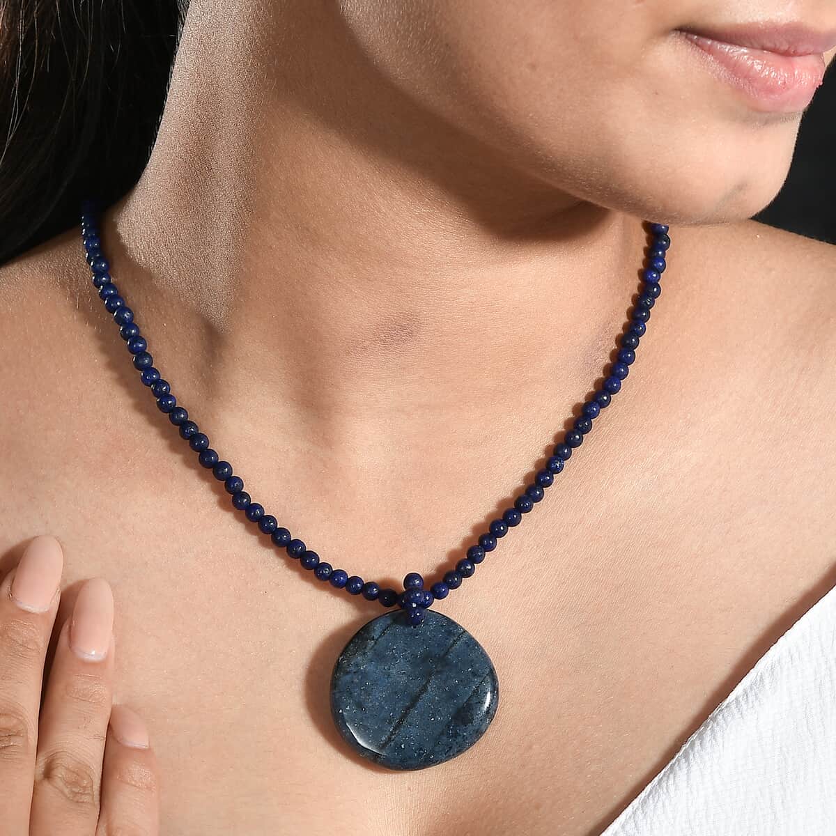 Sodalite and Lapis Lazuli 185.75 ctw Beaded Necklace in Stainless Steel 20 Inches image number 2