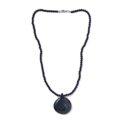 Sodalite and Lapis Lazuli 185.75 ctw Beaded Necklace in Stainless Steel 20 Inches