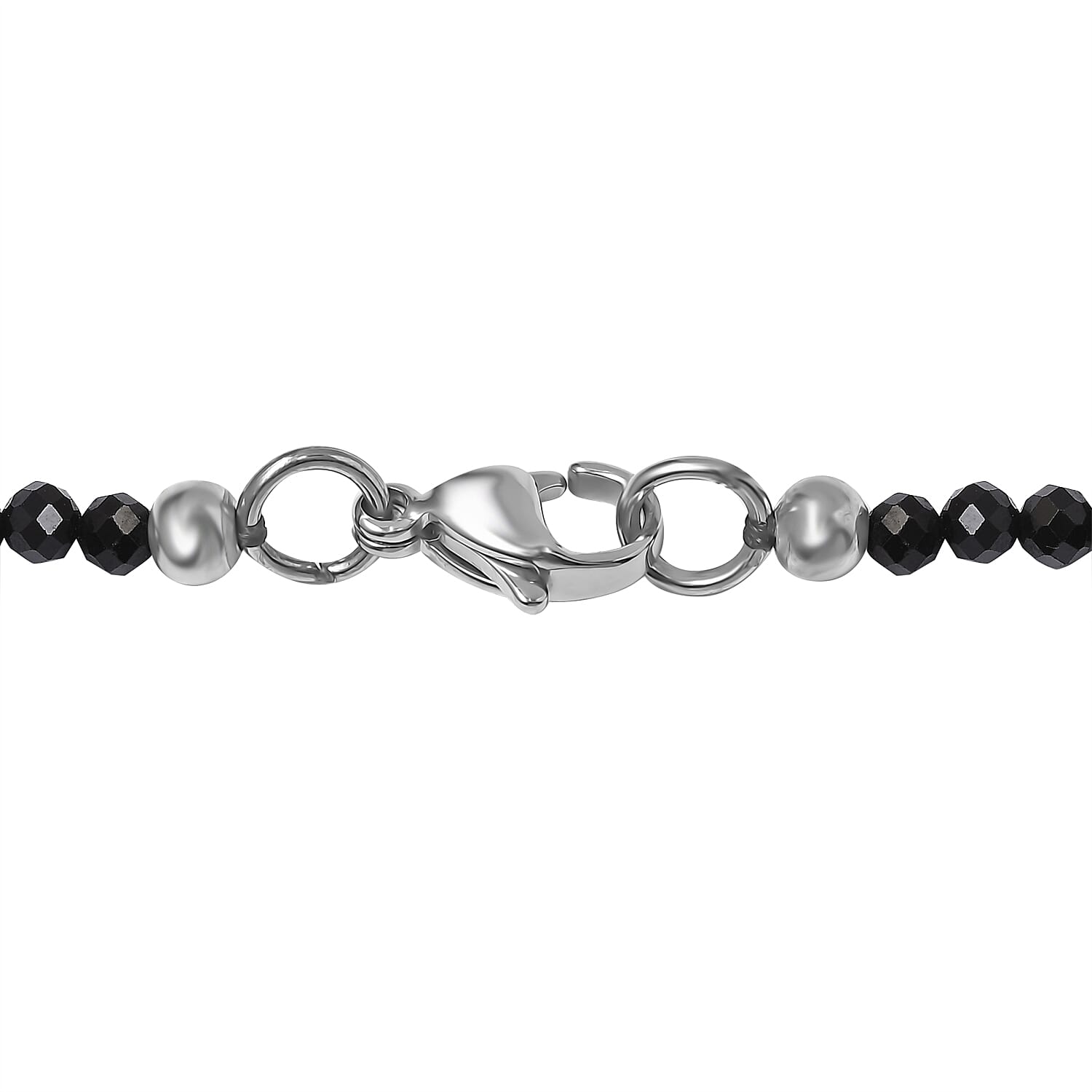 Malagasy Labradorite Pendant with Thai Black Spinel 49.35 ctw Beaded Necklace in Stainless Steel 20 Inches