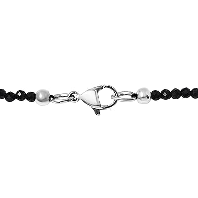Malagasy Labradorite Pendant with Thai Black Spinel Beaded 104.35 ctw Necklace in Stainless Steel 20 Inches