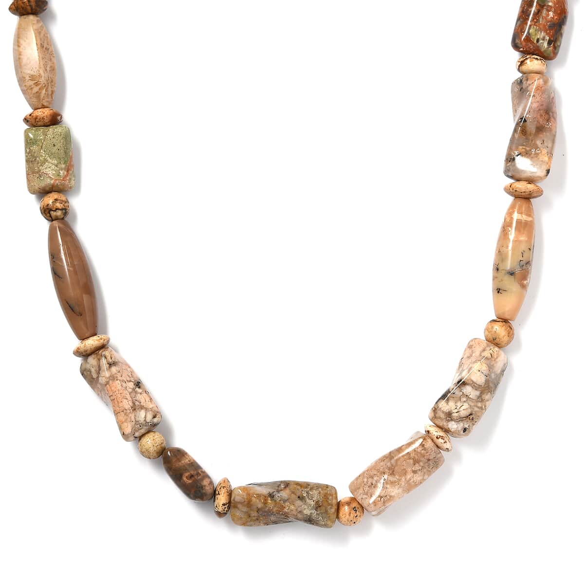 Picture Jasper 225.70 ctw Necklace in Platinum Bond 20 Inches image number 0