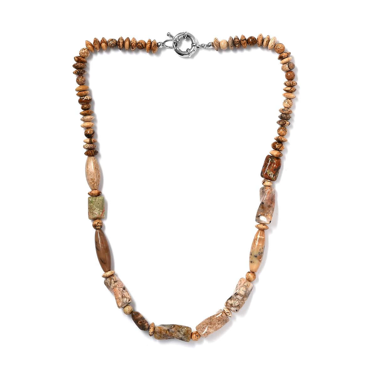 Picture Jasper 225.70 ctw Necklace in Platinum Bond 20 Inches image number 3