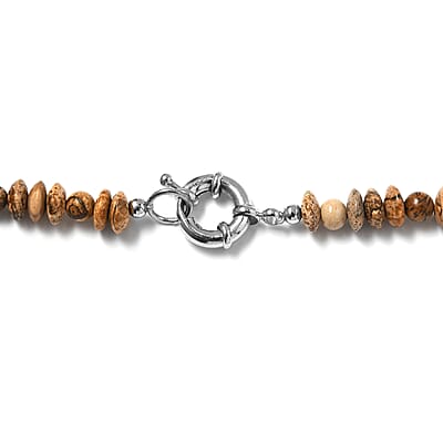 Picture Jasper 225.70 ctw Necklace in Platinum Bond 20 Inches