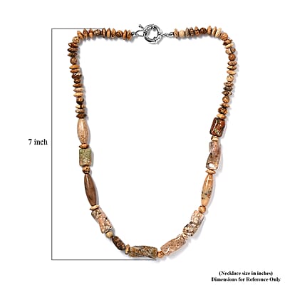 Picture Jasper 225.70 ctw Necklace in Platinum Bond 20 Inches