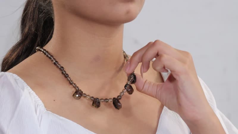 Brazilian Smoky Quartz 130.00 ctw Necklace in Platinum Bond 20 Inches