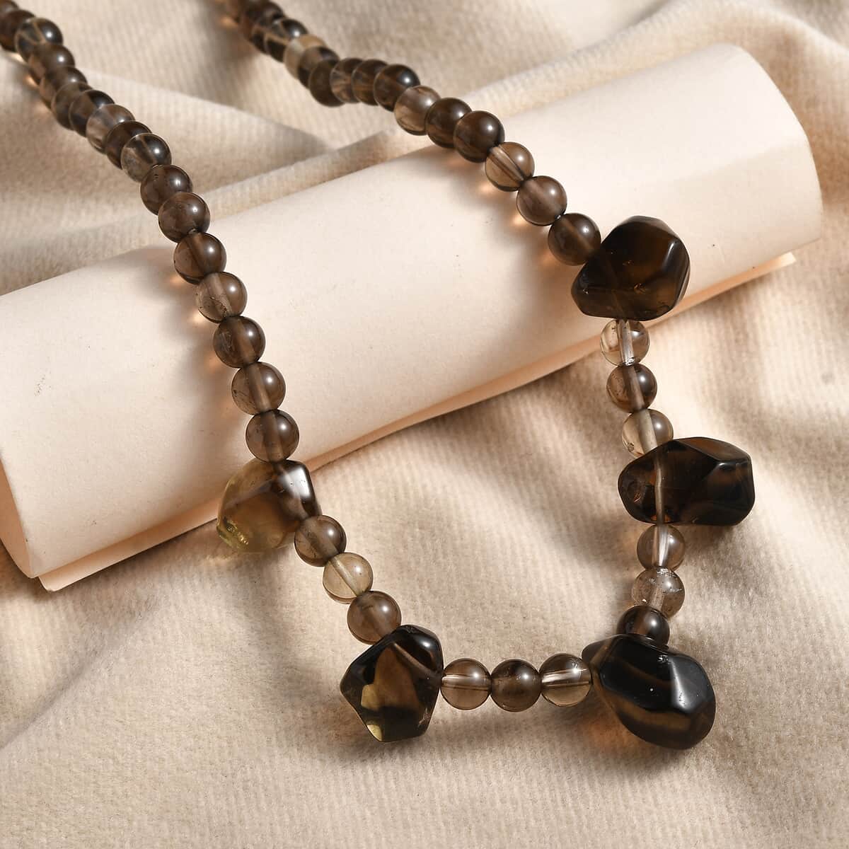 Brazilian Smoky Quartz 130.00 ctw Necklace in Platinum Bond 20 Inches image number 1