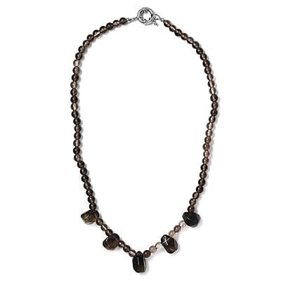 Brazilian Smoky Quartz 130.00 ctw Necklace in Platinum Bond 20 Inches