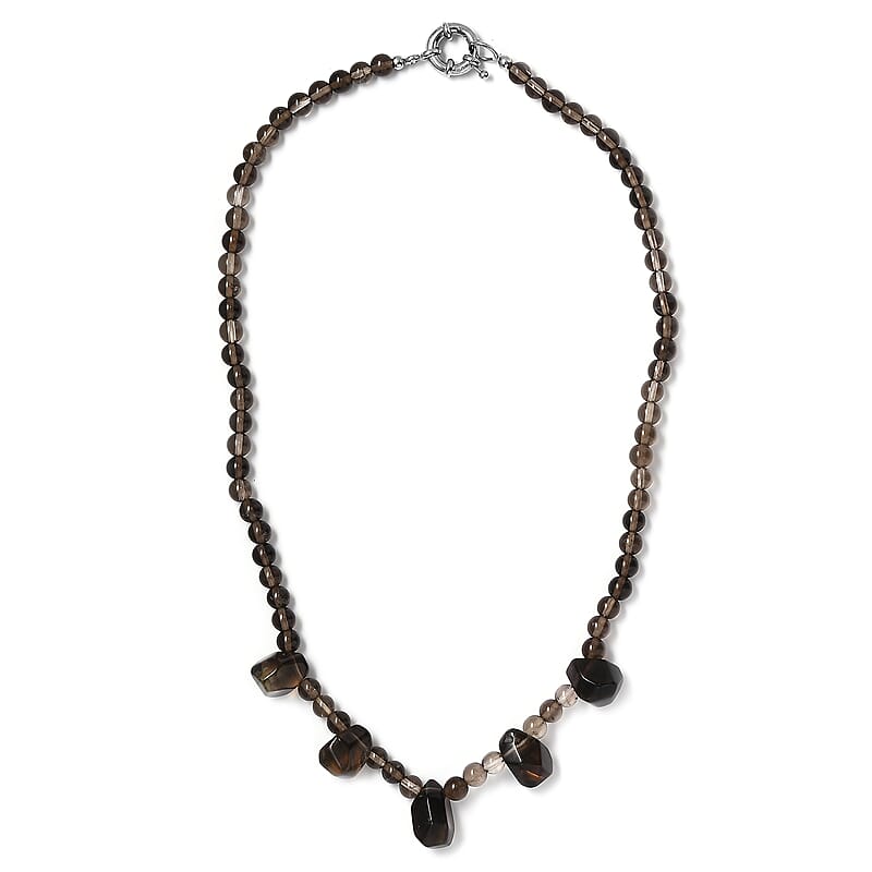 Brazilian Smoky Quartz 130.00 ctw Necklace in Platinum Bond 20 Inches