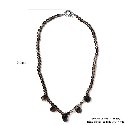 Brazilian Smoky Quartz 130.00 ctw Necklace in Platinum Bond 20 Inches