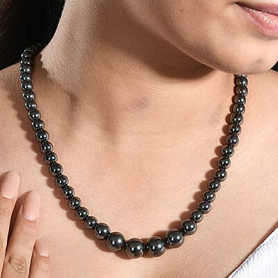Hematite 491.90 ctw Beaded Necklace in Platinum Bond 20 Inches