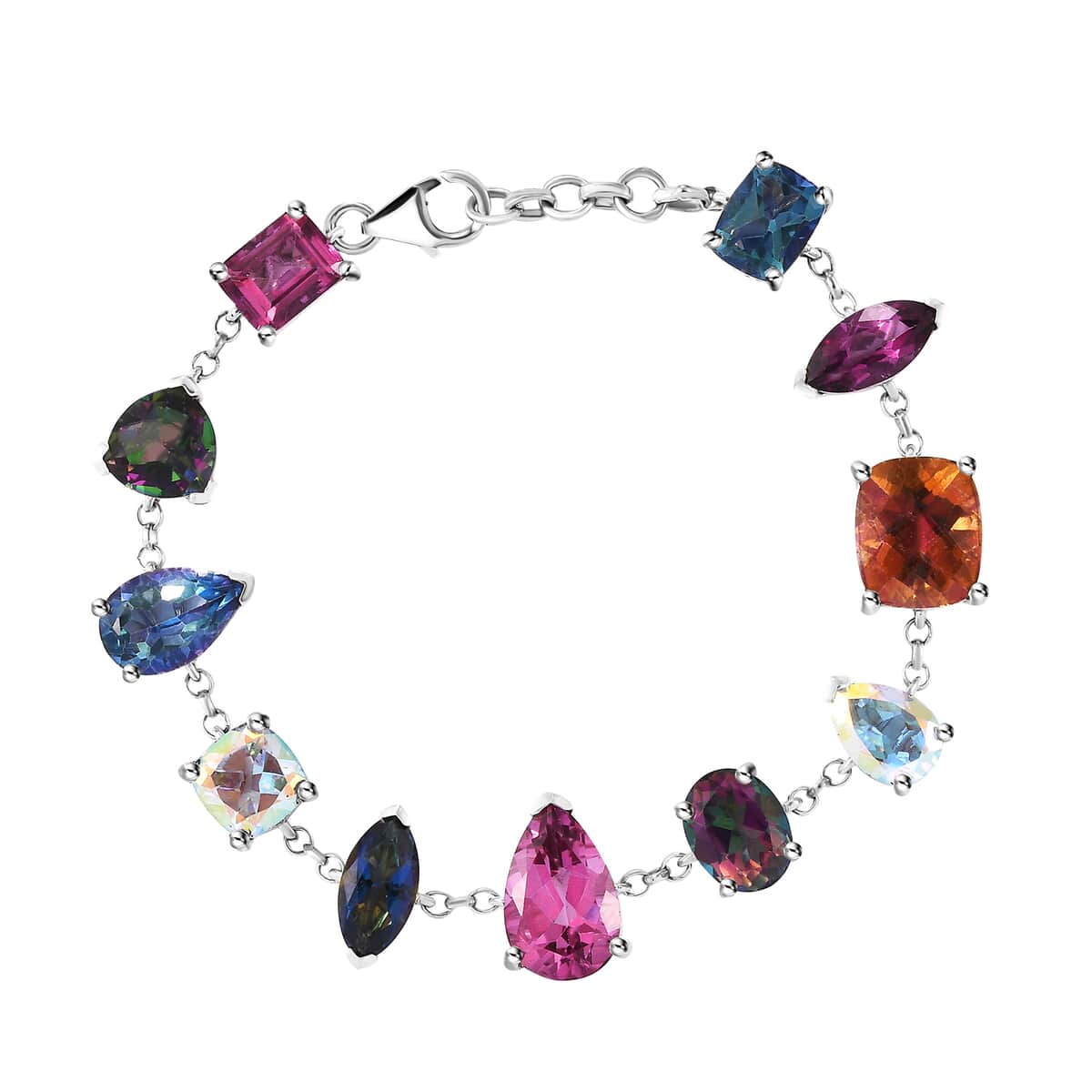 Multi Mystic Topaz 35.75 ctw Bracelet in Rhodium Over Sterling Silver (7.25 In) image number 0