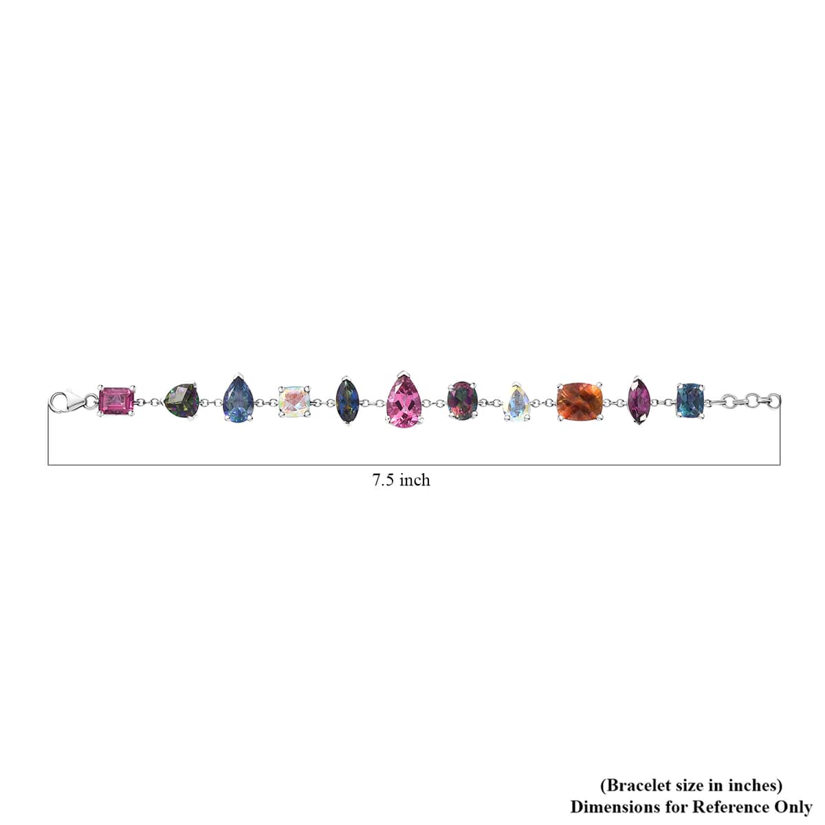 Multi Mystic Topaz 35.75 ctw Bracelet in Rhodium Over Sterling Silver (7.25 In) image number 4