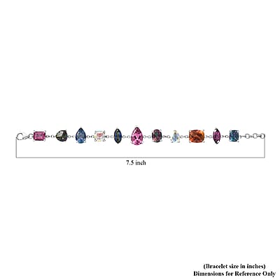 D'Joy Multi Mystic Topaz 35.75 ctw Bracelet in Rhodium Over Sterling Silver (7.25 In)