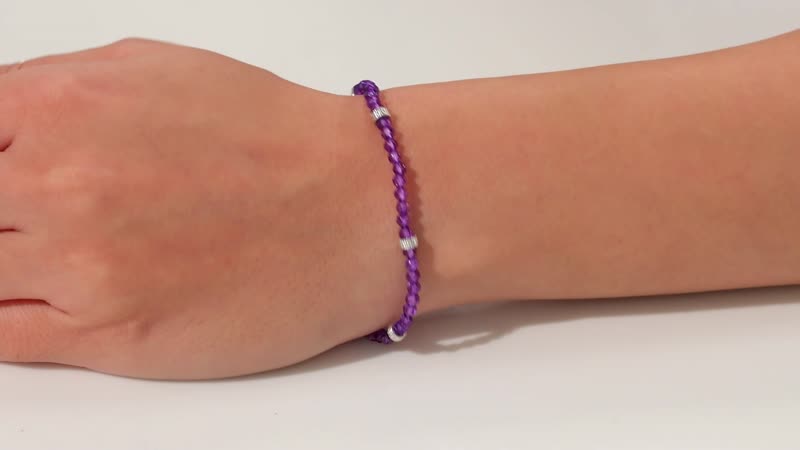 Karis African Amethyst Beaded Bracelet in Platinum Bond (6.50-8.00In) 8.25 ctw
