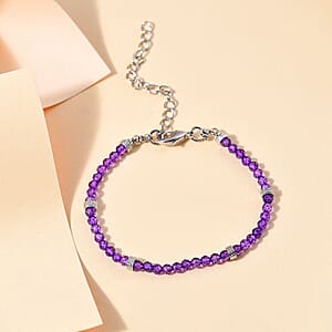 Karis African Amethyst 8.25 ctw Beaded Bracelet in Platinum Bond (6.50-8.00In)