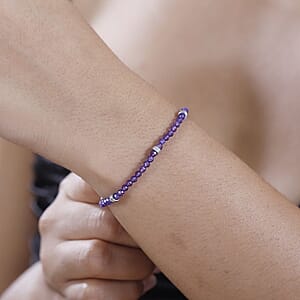 Karis African Amethyst 8.25 ctw Beaded Bracelet in Platinum Bond (6.50-8.00In)