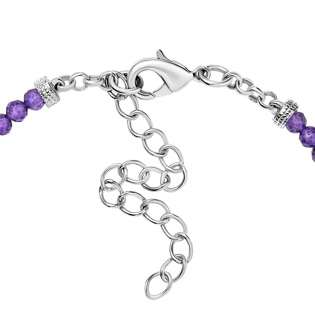 Karis African Amethyst 8.25 ctw Beaded Bracelet in Platinum Bond (6.50-8.00In) image number 3