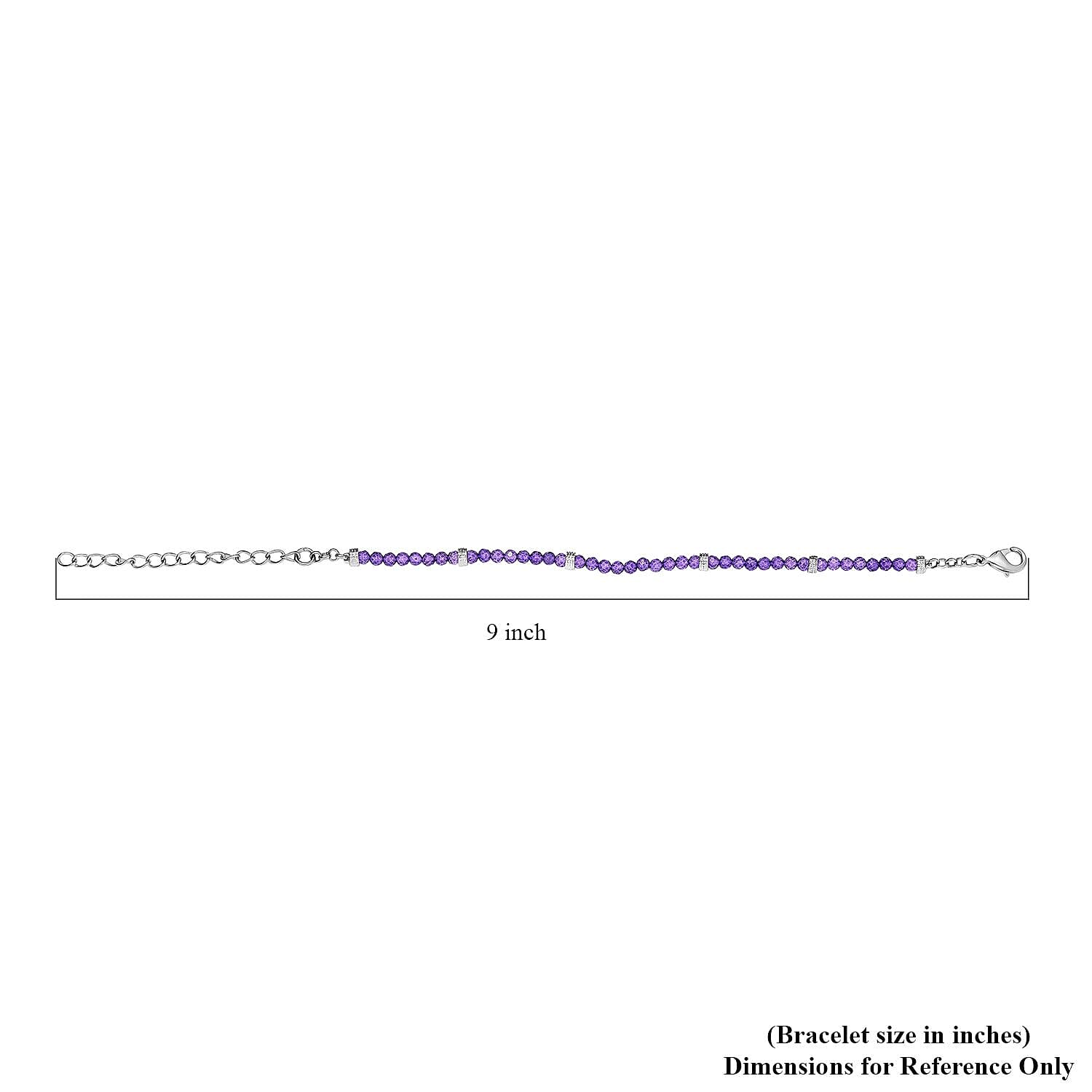 Karis African Amethyst 8.25 ctw Beaded Bracelet in Platinum Bond (6.50-8.00In)