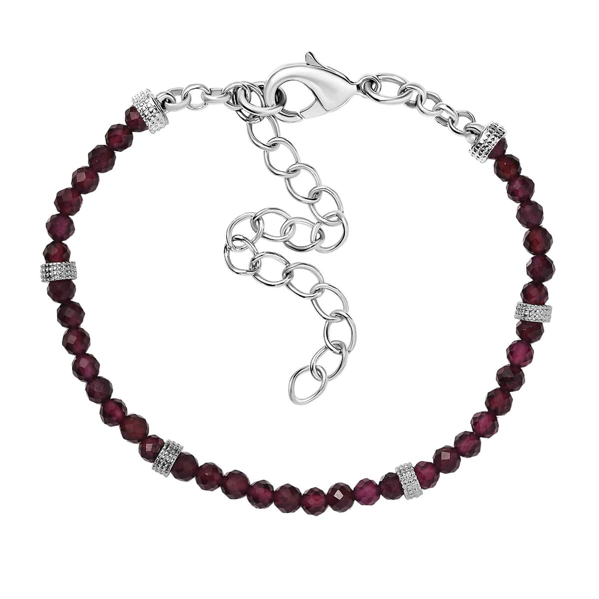 Karis Mozambique Garnet Beaded 14.00 ctw Bracelet in Platinum Bond (6.50-8.00In)  image number 0