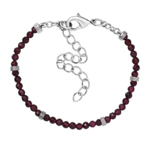 Karis Mozambique Garnet Beaded 14.00 ctw Bracelet in Platinum Bond (6.50-8.00In) 