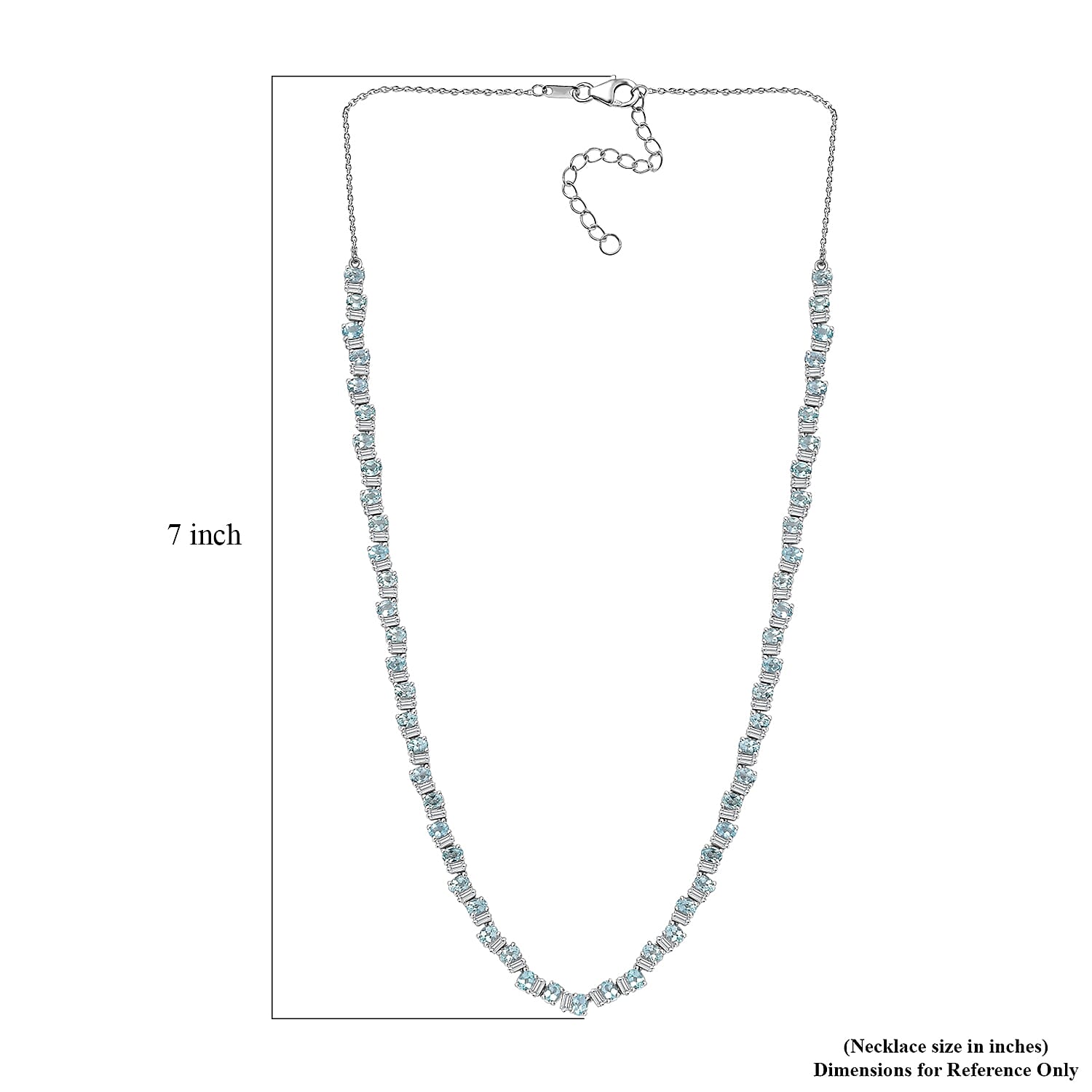 D'Joy Madagascar Lagoon Apatite and Moissanite 16.50 ctw Ocean Wave Necklace in Rhodium Over Sterling Silver 18 Inches