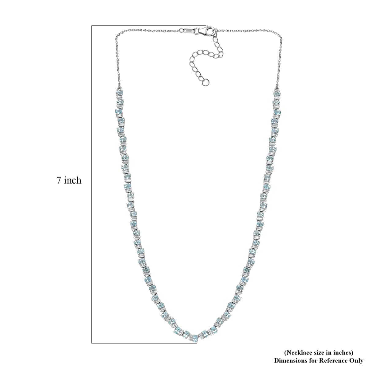 Madagascar Lagoon Apatite and Moissanite 16.50 ctw Ocean Wave Necklace in Rhodium Over Sterling Silver 18 Inches image number 5