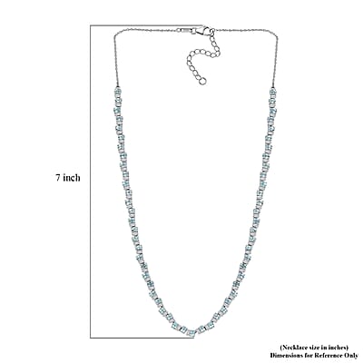 D'Joy Madagascar Lagoon Apatite and Moissanite 16.50 ctw Ocean Wave Necklace in Rhodium Over Sterling Silver 18 Inches