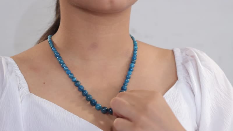Malgache Neon Apatite Beaded 161.75 ctw Necklace 20 Inches in Rhodium Over Sterling Silver